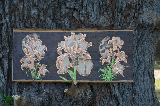 Moonlit Iris with Copper leaf