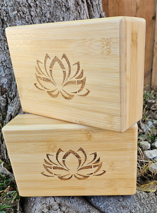 Bamboo Yoga Blocks - Lotus Flower