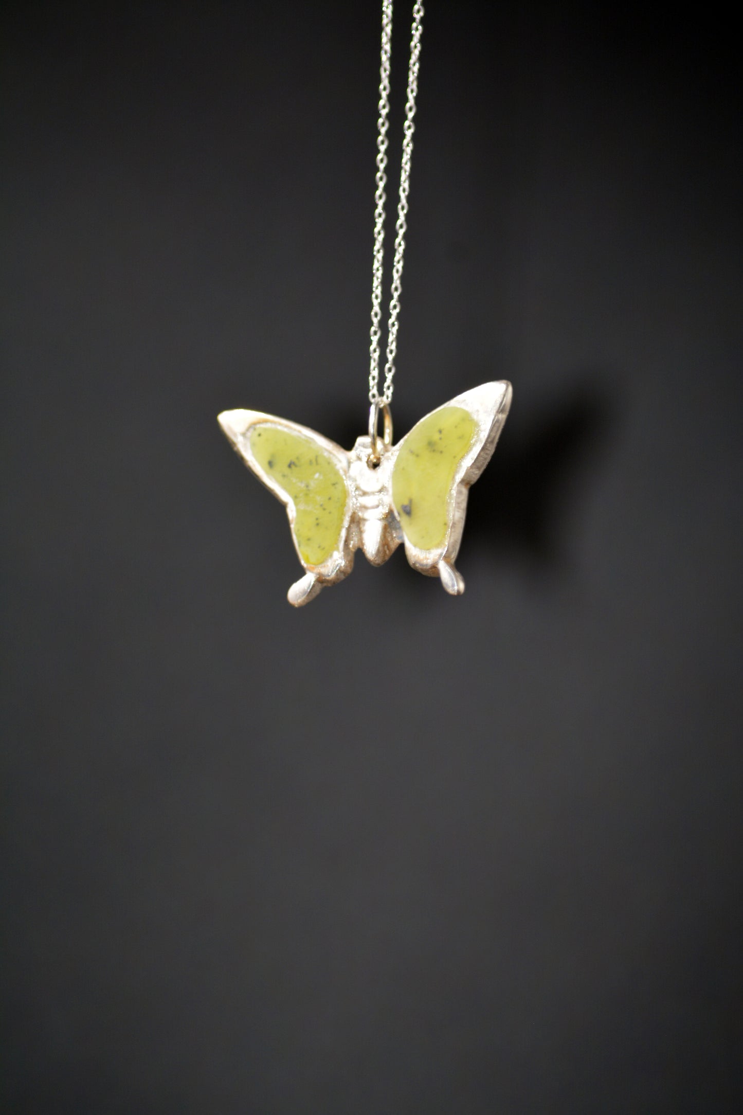 Handcrafted Sterling Silver Butterfly with Green Aventurine Stone Wings