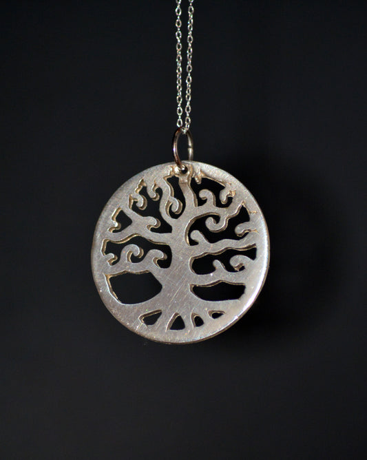 Handcrafted Sterling Silver Round Tree of Life Pendant