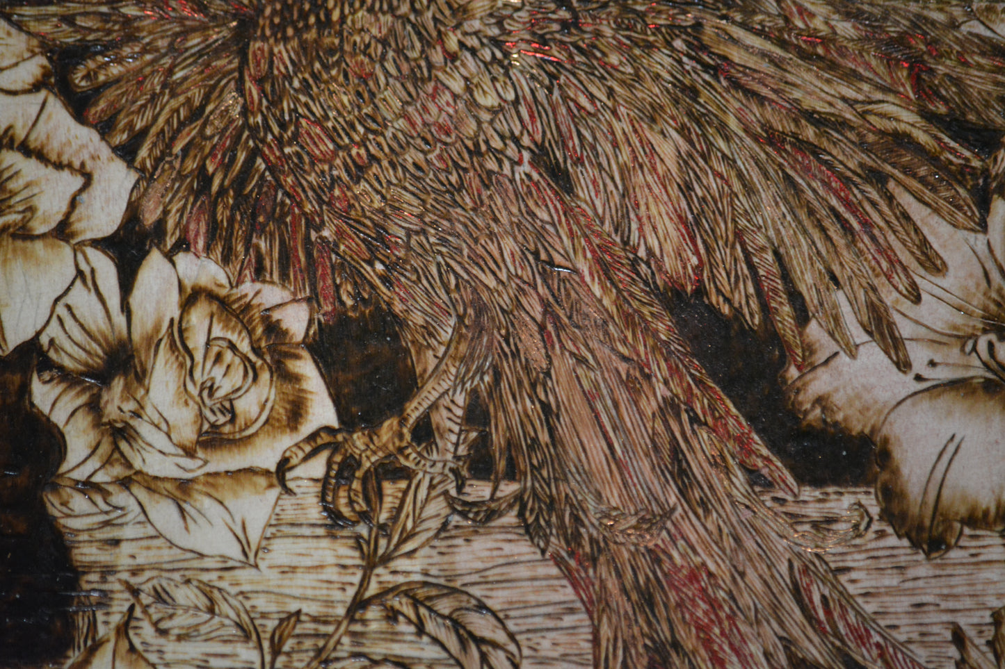 Moonlit Phoenix Woodburning Art