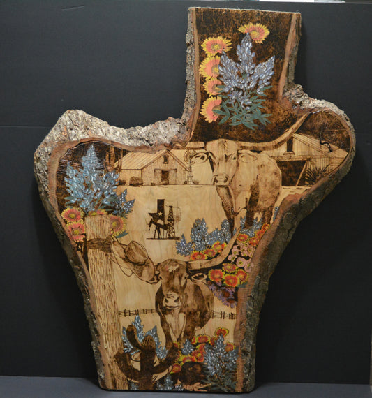 Texas Theme on "Texas" Wood
