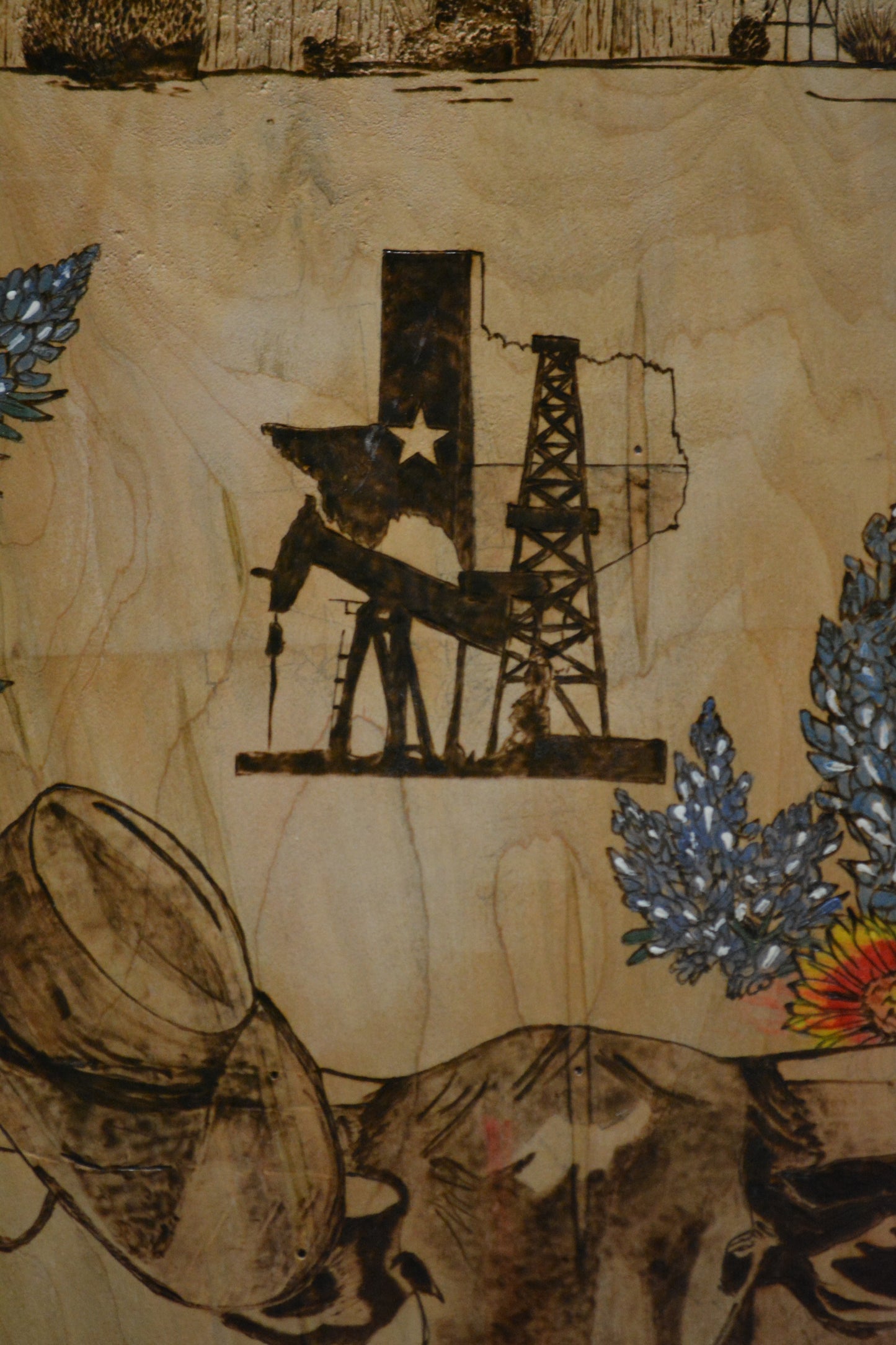 Texas Theme on "Texas" Wood