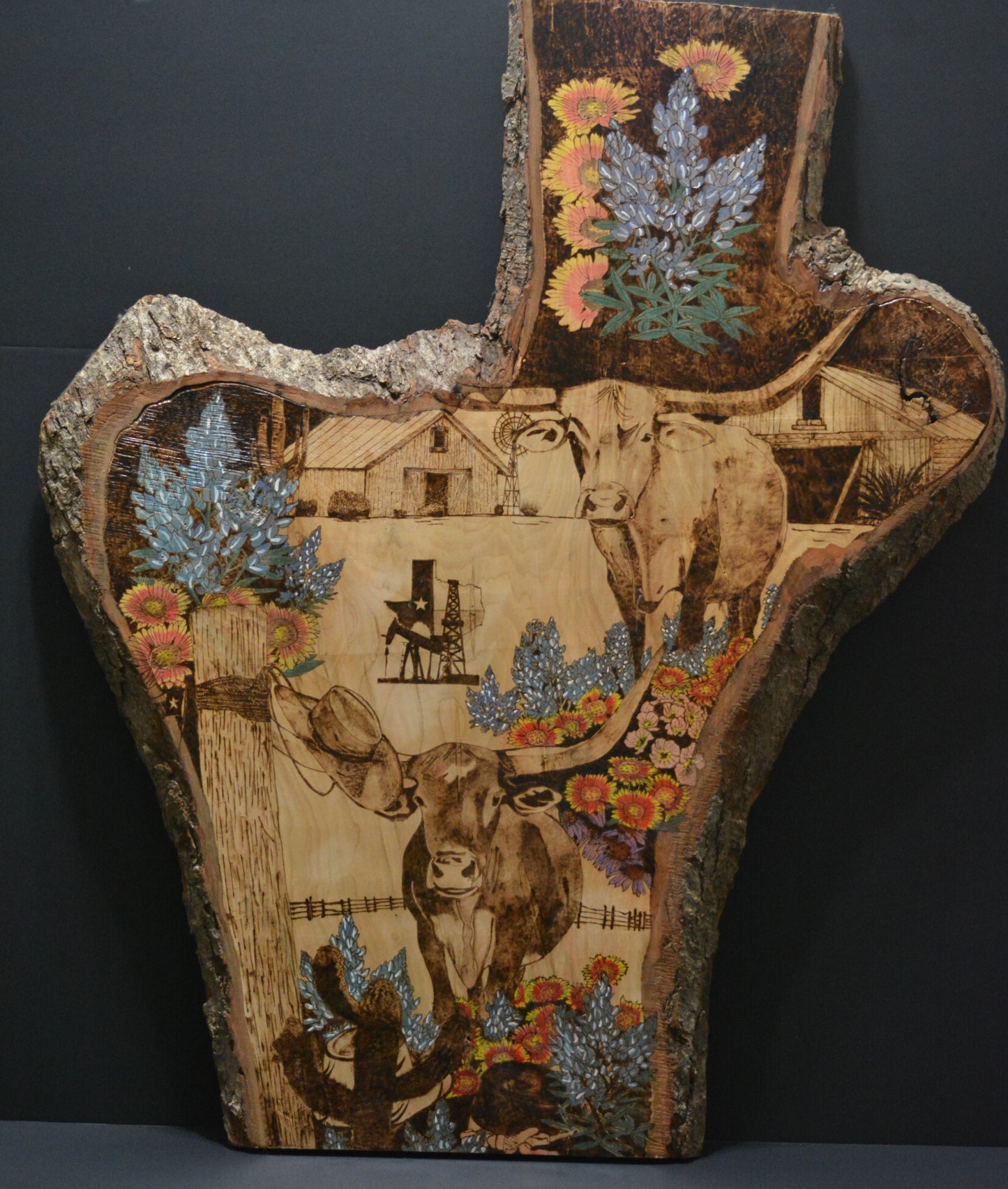 Texas Theme on "Texas" Wood